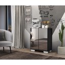 Ver imagem 2 de Aparador Buffet 4 Portas Com Espelho E Pés Quadrados Vegas V3560 Preto/Branco Preto/Branco