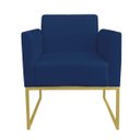 Ver imagem 4 de Kit 01 Namoradeira e 02 Poltronas Marisa Suede Azul Marinho Base Industrial Metálica Dourado D'