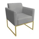Ver imagem 5 de Kit 01 Namoradeira e 02 Poltronas Marisa Suede Grafite Base Industrial Metálica Dourado D'Rossi
