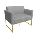 Ver mais imagens de Kit 01 Namoradeira e 02 Poltronas Marisa Suede Grafite Base Industrial Metálica Dourado D'Rossi