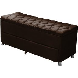 Conjunto Cabeceira Esparta + Calçadeira Munique 1,95 Material Sintético Facto Marrom Escuro - Star C - 7