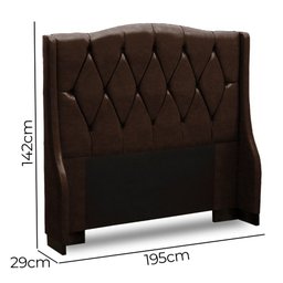 Conjunto Cabeceira Esparta + Calçadeira Munique 1,95 Material Sintético Facto Marrom Escuro - Star C - 4