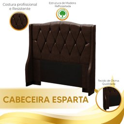 Conjunto Cabeceira Esparta + Calçadeira Munique 1,95 Material Sintético Facto Marrom Escuro - Star C - 5
