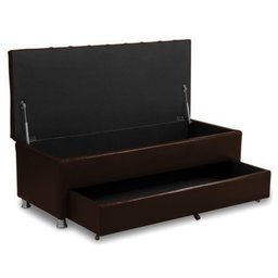 Conjunto Cabeceira Esparta + Calçadeira Munique 1,95 Material Sintético Facto Marrom Escuro - Star C - 9