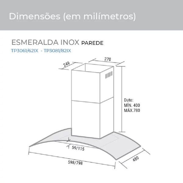 Coifa de Parede Suggar Esmeralda 80cm Inox 220V .TP3082IX - 2