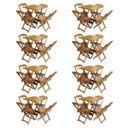 Ver imagem 1 de Kit 8 Jogos de Mesa com 4 Cadeiras de Madeira Dobrável 70x70 Ideal para Bar e Restaurante - Mel
