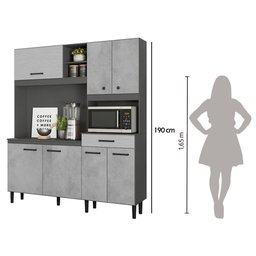Cozinha Compacta Alecrim 7 Portas 1 Gaveta Nicioli Cor:chumbo/concreto - 6