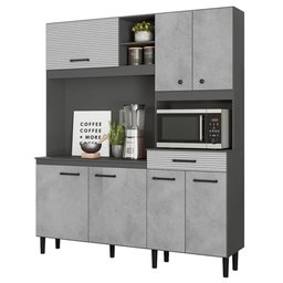 Cozinha Compacta Alecrim 7 Portas 1 Gaveta Nicioli Cor:chumbo/concreto - 1