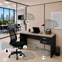 Ver imagem 7 de Conjunto Mesa de Escritório 140x60cm com 2 Gavetas + Cadeira Netflex Ergonômica Premium Reclinável