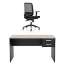Ver imagem 2 de Conjunto Mesa de Escritório 140x60cm com 2 Gavetas + Cadeira Netflex Ergonômica Premium Reclinável