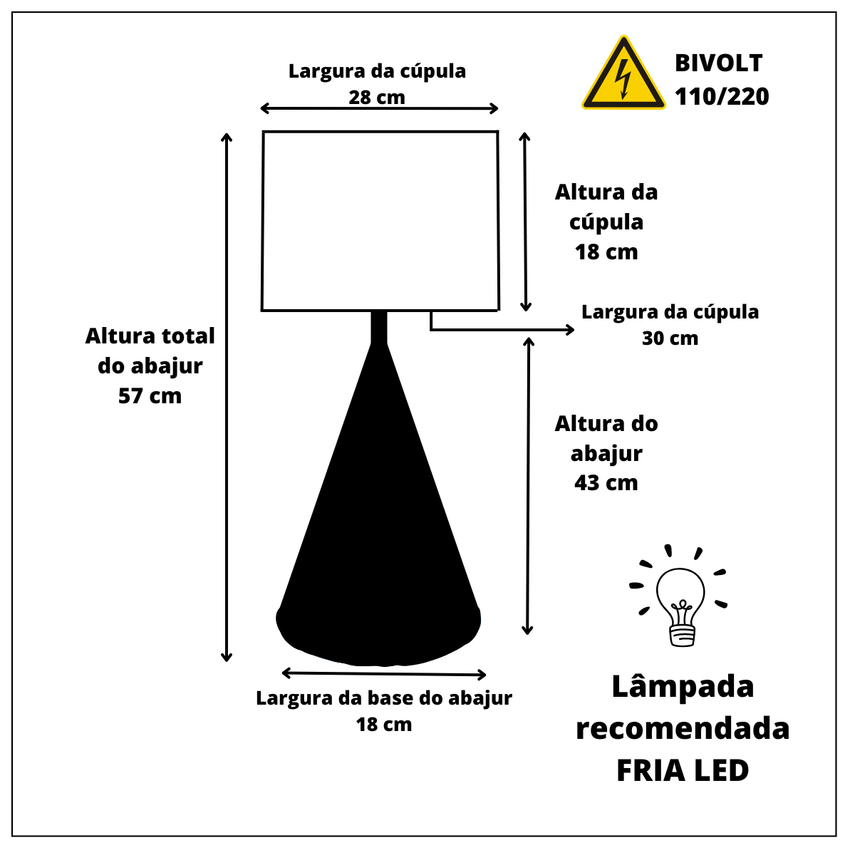 Abajur Sala Quarto Cone Branco em Alumínio - 2