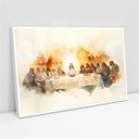 Ver imagem 2 de Quadro Minimalista Santa Ceia Aquarela - 50x70cm:moldura Preta