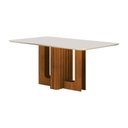 Ver imagem 1 de Conjunto Sala de Jantar Sofia 1,80m Tampo Vidro Off com 6 Cadeiras Jade Cinamomo/Linho Palha