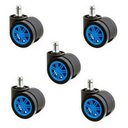 Ver imagem 1 de Kit 5 Rodizios para Cadeira de Silicone Gamer Azul