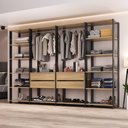 Ver imagem 1 de Guarda Roupas Closet Modulado 205cm 4 Peças com 4 Gavetas e Cabideiros Multimóveis Mp4321 Preto