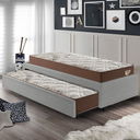 Ver imagem 2 de Bicama Box Solteiro Courino Linho 88x188 com Dois Colchões Relax Adorabile Molas Ensacadas Eco