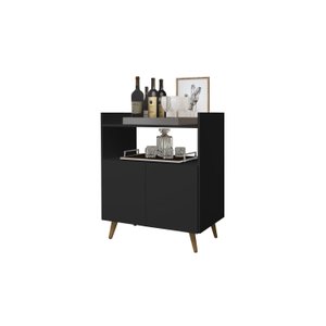 Buffet Aparador Retro Sala Cozinha Suíça 2 Portas:Black