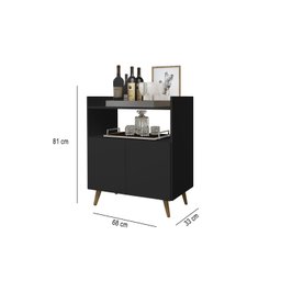 Buffet Aparador Retro Sala Cozinha Suíça 2 Portas:Black - 2