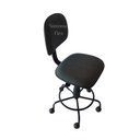 Ver imagem 2 de Cadeira Secretaria com Regulagem de Altura - Base de Ferro - Rodízio e Apoio de Pé Tecido Cinza