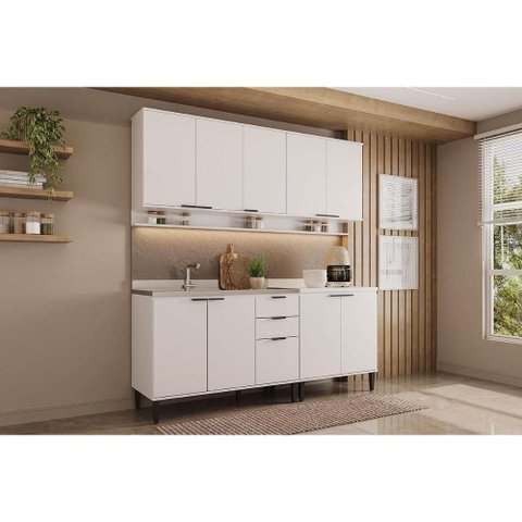 Kit de Cozinha Completa 4 Peças Alpha (2aéreos+2balcões) C4p175 Branco - Carraro