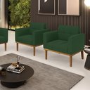 Ver imagem 1 de Kit 2 Poltronas Decorativas Karen Pés Fixo em Madeira Castanho Veludo Verde Esmeralda G19 - Gran Bel