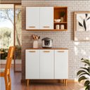 Ver imagem 5 de Kit Cozinha Compacta Susi 5 Portas Multiuso Armário Aéreo Balcão com Nicho Design Moderno:freijo/off
