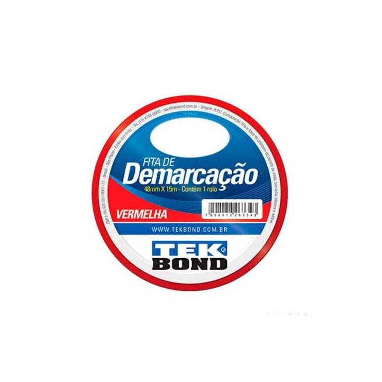 Fita De Demarcação Vermelha 48mm x 15m - Tekbond