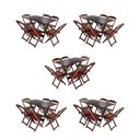 Ver imagem 1 de Kit 5 Conjuntos de Mesa Dobravel com 6 Cadeiras de Madeira 120x70 para Restaurante e Bar - Imbuia