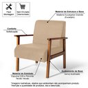 Ver imagem 2 de Poltrona para Sala Decorativa Estofada Base Madeira Maciça Júlia Cor Bege