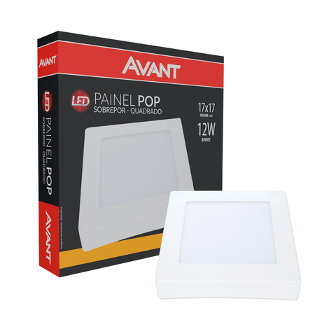 Painel Led Sobrepor Avant Pop 12W 3000k Quadrado 17cm Bivolt