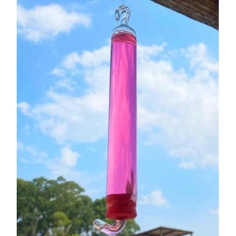 01 Bebedouro Fino Liso de Vidro para Beija Flor