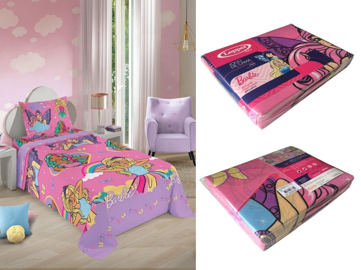 Jogo de Cama Infantil Menina Estampado Balão 3 Peças Tecido Microfibra