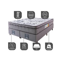 Cama Box Queen Colchão Ortopédico + Box 158x198x67 One Face Espuma D45 Cinza - 3
