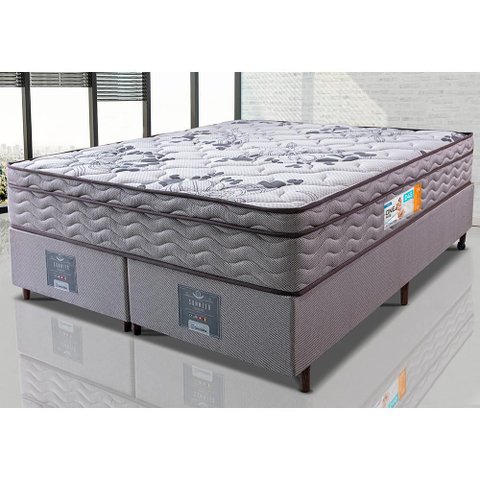 Cama Box Queen Colchão Ortofirm + Box 158x198x67 One Face Espuma D45 Cinza