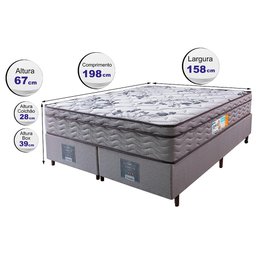 Cama Box Queen Colchão Ortopédico + Box 158x198x67 One Face Espuma D45 Cinza - 2