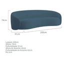 Ver imagem 5 de Sofá 3 Lugares Orgânico Luxo Recepção Sala de Estar e Tv Amore 200cm Linho Azul Royal- Mabe Magazine