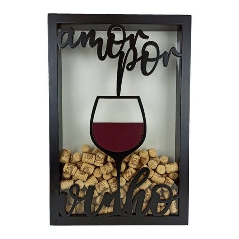 Quadro Porta Rolhas - Amor Por Vinho - 150 Rolhas