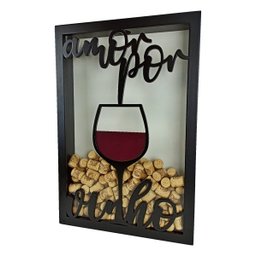 Quadro Porta Rolhas - Amor Por Vinho - 250 Rolhas - 1