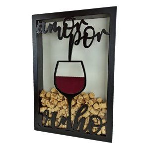 Quadro Porta Rolhas - Amor Por Vinho - 250 Rolhas