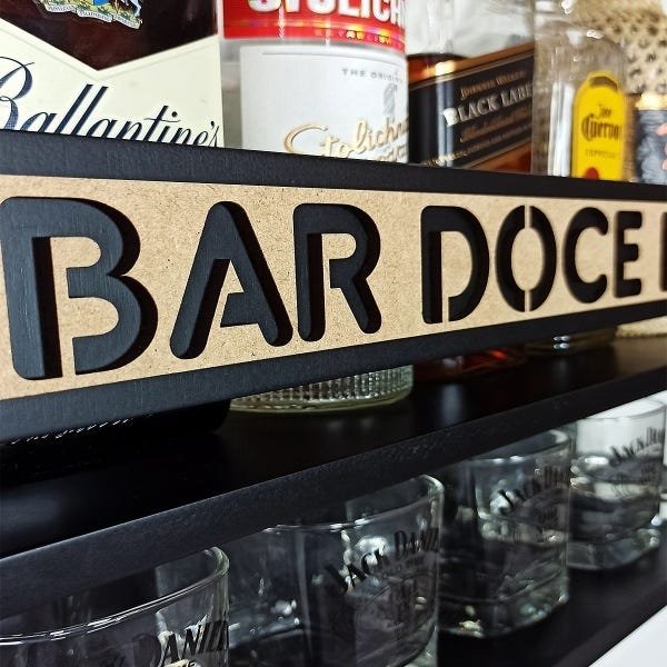 Barzinho de Parede - Tema: Bar Doce Bar - cor Preto Fosco - 3