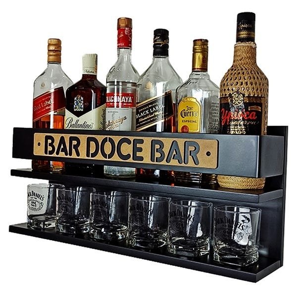 Barzinho de Parede - Tema: Bar Doce Bar - cor Preto Fosco - 4