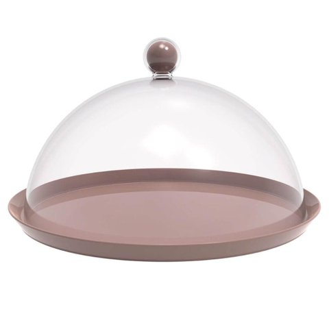 Porta Bolo Torta 25cm Bubble com Cúpula Amêndoa Crippa Boleira Doces Petiscos