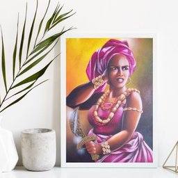 Quadro Umbanda Orixá Obá 24x18cm:madeira Preta - 2