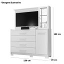 Ver imagem 3 de Cômoda com Painel para Tv 43" 4 Gavetas 2 Portas Ilha Bela Ilha Bela Freijó/titanium