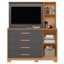 Ver imagem 2 de Cômoda com Painel para Tv 43" 4 Gavetas 2 Portas Ilha Bela Ilha Bela Freijó/titanium