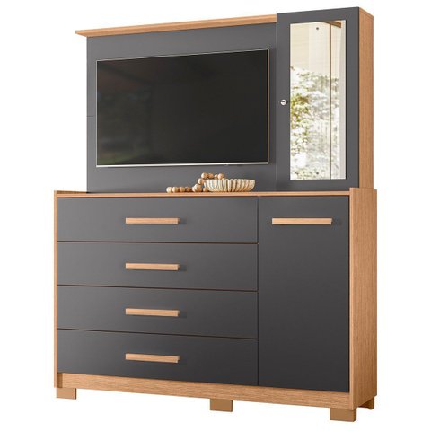 Cômoda com Painel para Tv 43" 4 Gavetas 2 Portas Ilha Bela Ilha Bela Freijó/titanium