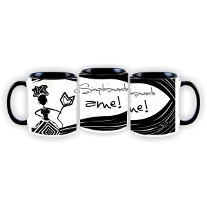 Caneca Simplesmente AME por Lu.Z 300ml, com alça e interior preto