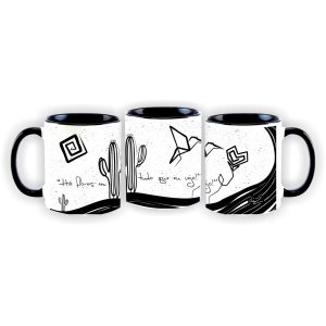 Caneca "Há flores em tudo que vejo" por Lu.Z 300ml, com alça e interior preto