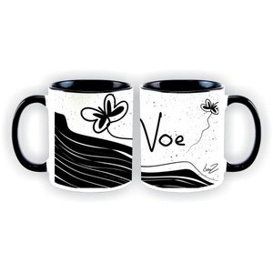 Caneca Voe por Lu.Z 300ml, com alça e interior preto