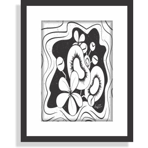 Quadro Pequi por Lu.Z 33,5x42cm preto e branco